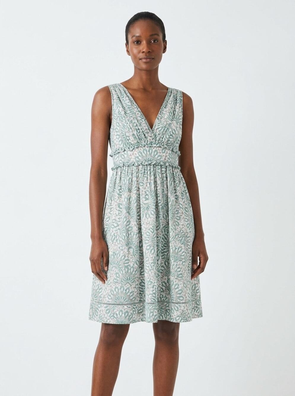 BCBGeberation Green Paisley V-Neck Empire Waist Dress See Measurements
